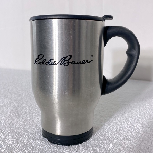 Eddie Bauer Silver Tone Metal Insulated Travel Mug With Handle - Picture 1 of 13